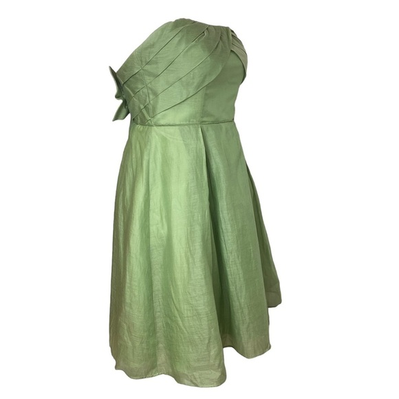 Jessica Simpson Dress 6 Strapless Party Green Sundress Elegant Frock Bow Back‎ - Picture 4 of 14